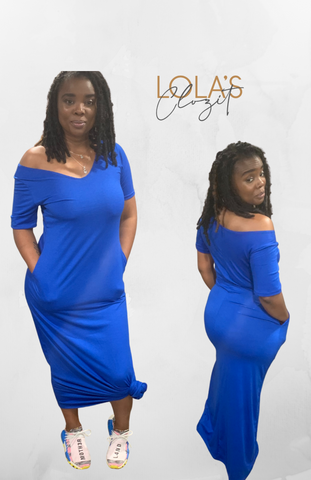 Blue Off the Shoulder Dress