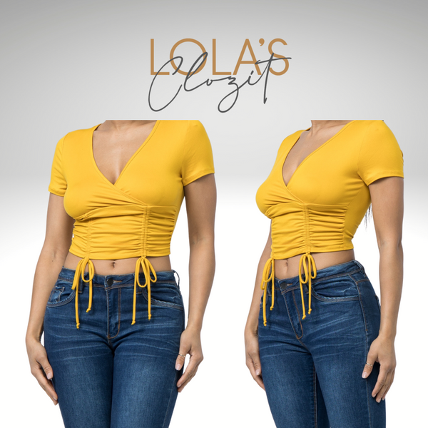 V-Neck Tie Short Sleeve Top