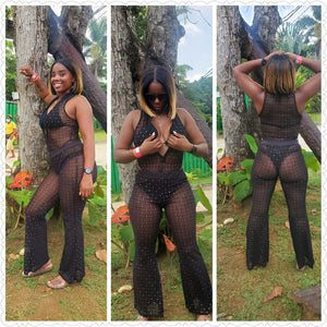 Black/Gold Fire Pant Set