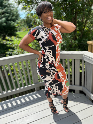 Multi-Color Midi Dress