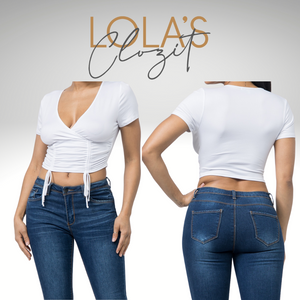 V-Neck Tie Short Sleeve Top